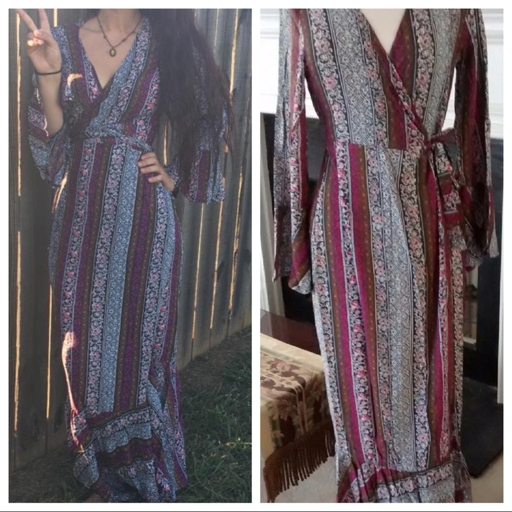 🎉HP🎉☮️NWT Boho Floral Long Sleeve Maxi Dress ☮️ - Picture 6 of 7